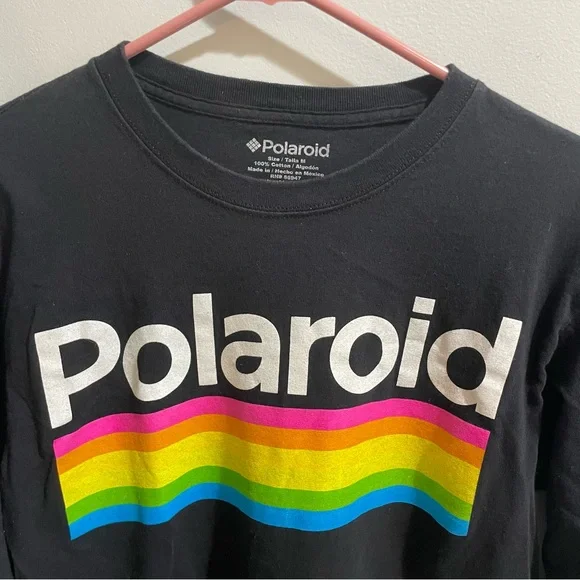 Polaroid Women’s Black Long Sleeve Graphic T-Shirt 100% Cotton Medium - Picture 2 of 4